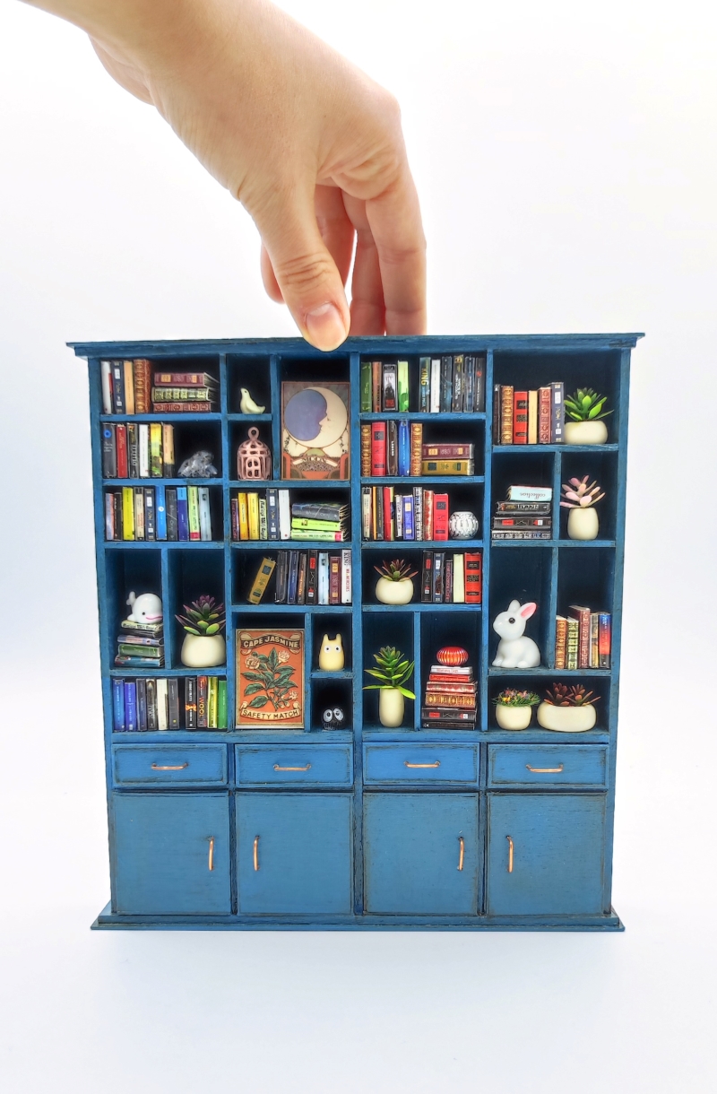 Miniature Blue Bookshelf
